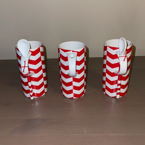 🆕 Starbucks Red and White Chevron Hot Chocolate Ceramic Mug Set - Picture 6 of 8